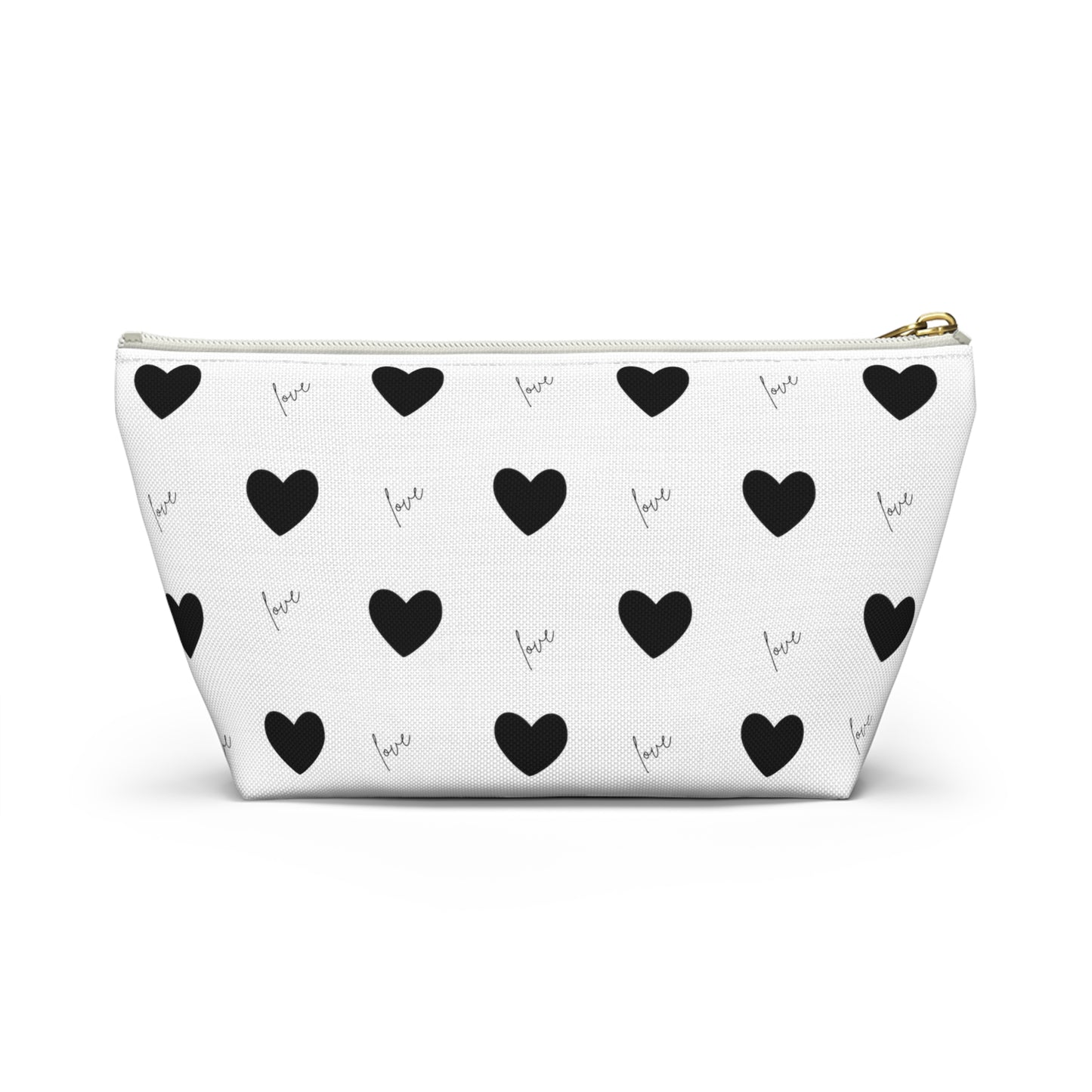 For The Love of Hearts Black Accessory Pouch w T-bottom