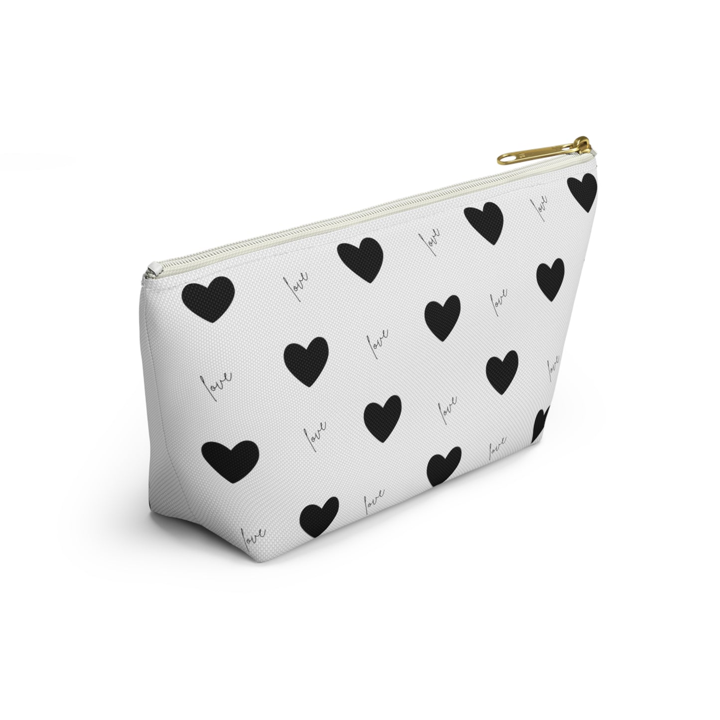 For The Love of Hearts Black Accessory Pouch w T-bottom