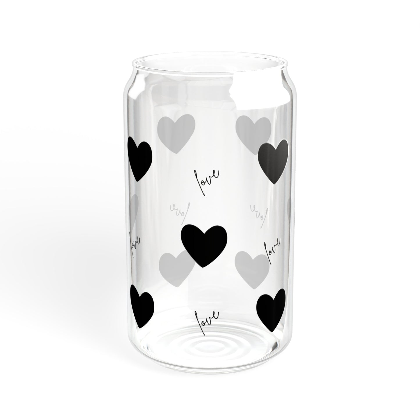 For the Love of Hearts Black Sipper Glass, 16oz