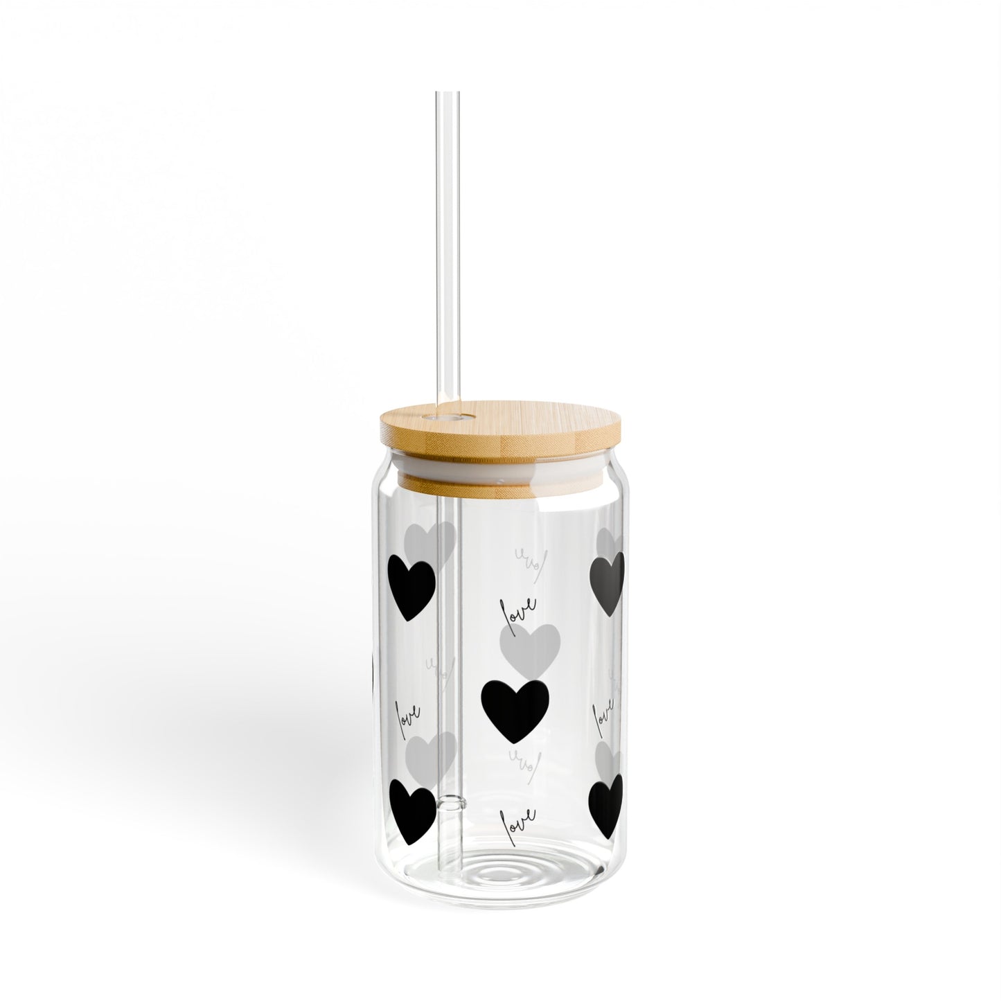 For the Love of Hearts Black Sipper Glass, 16oz