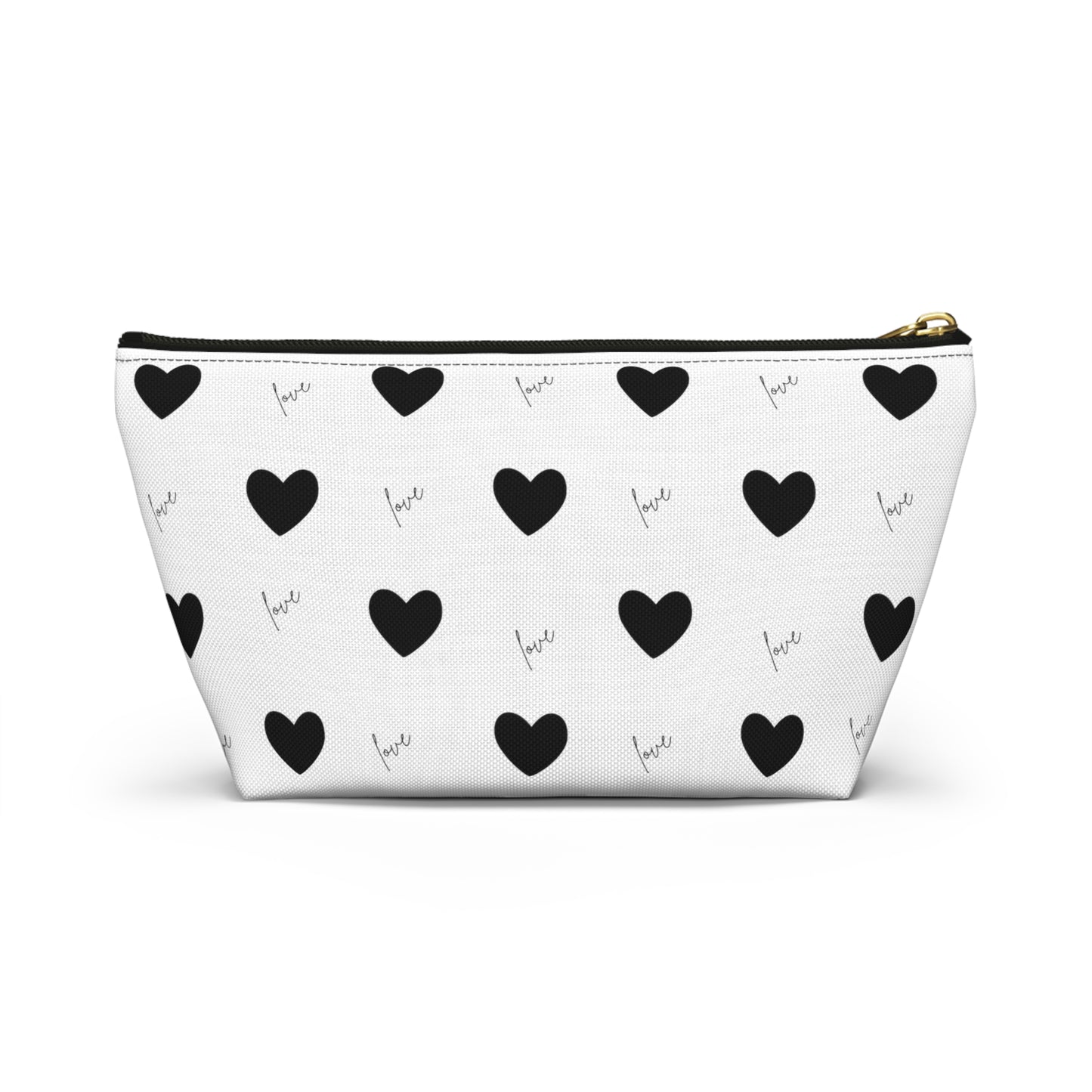 For The Love of Hearts Black Accessory Pouch w T-bottom