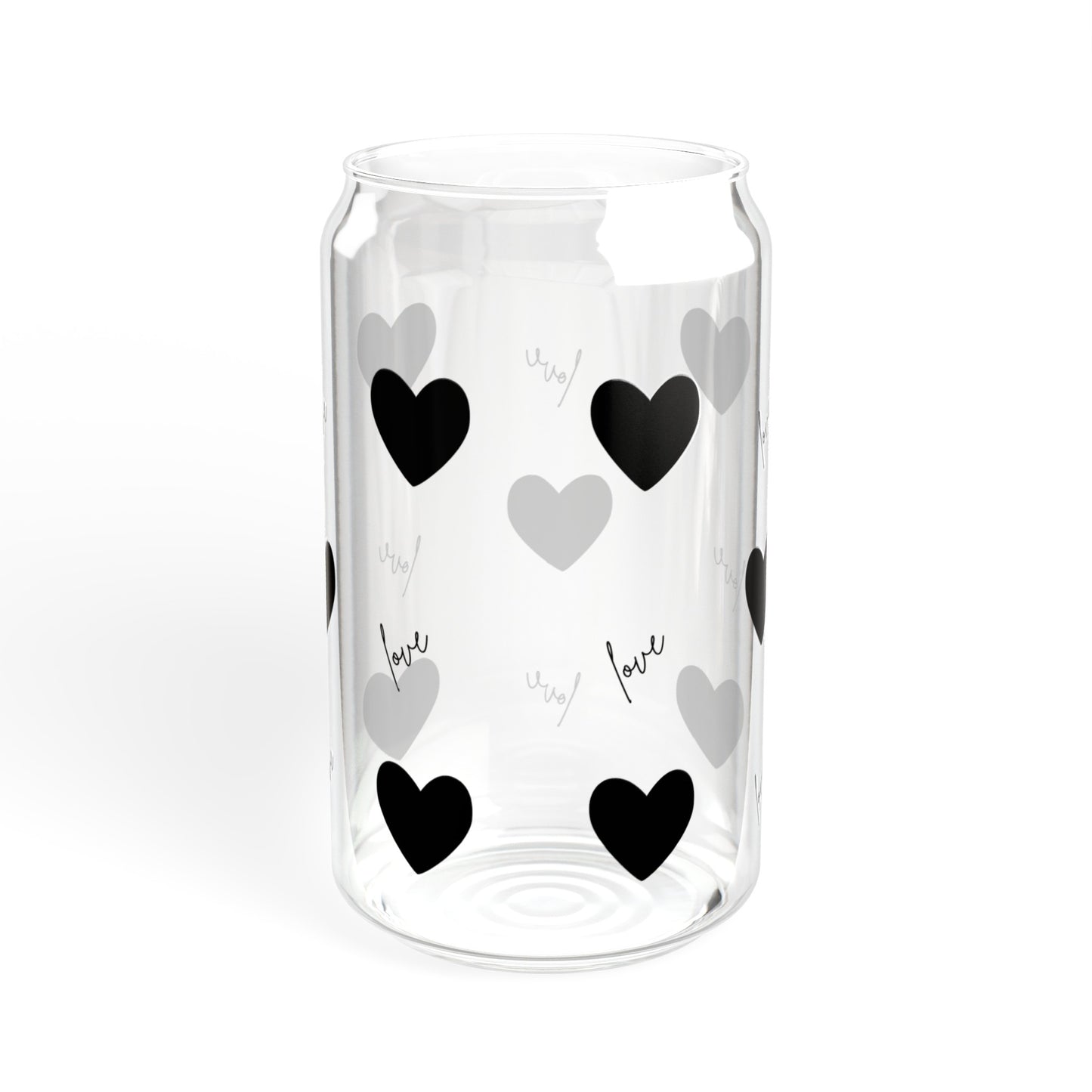 For the Love of Hearts Black Sipper Glass, 16oz