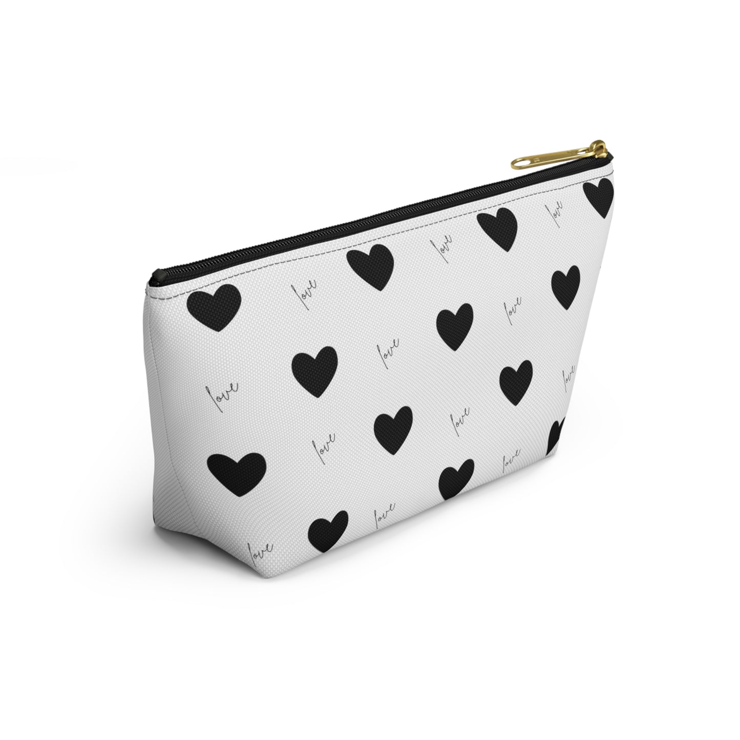 For The Love of Hearts Black Accessory Pouch w T-bottom