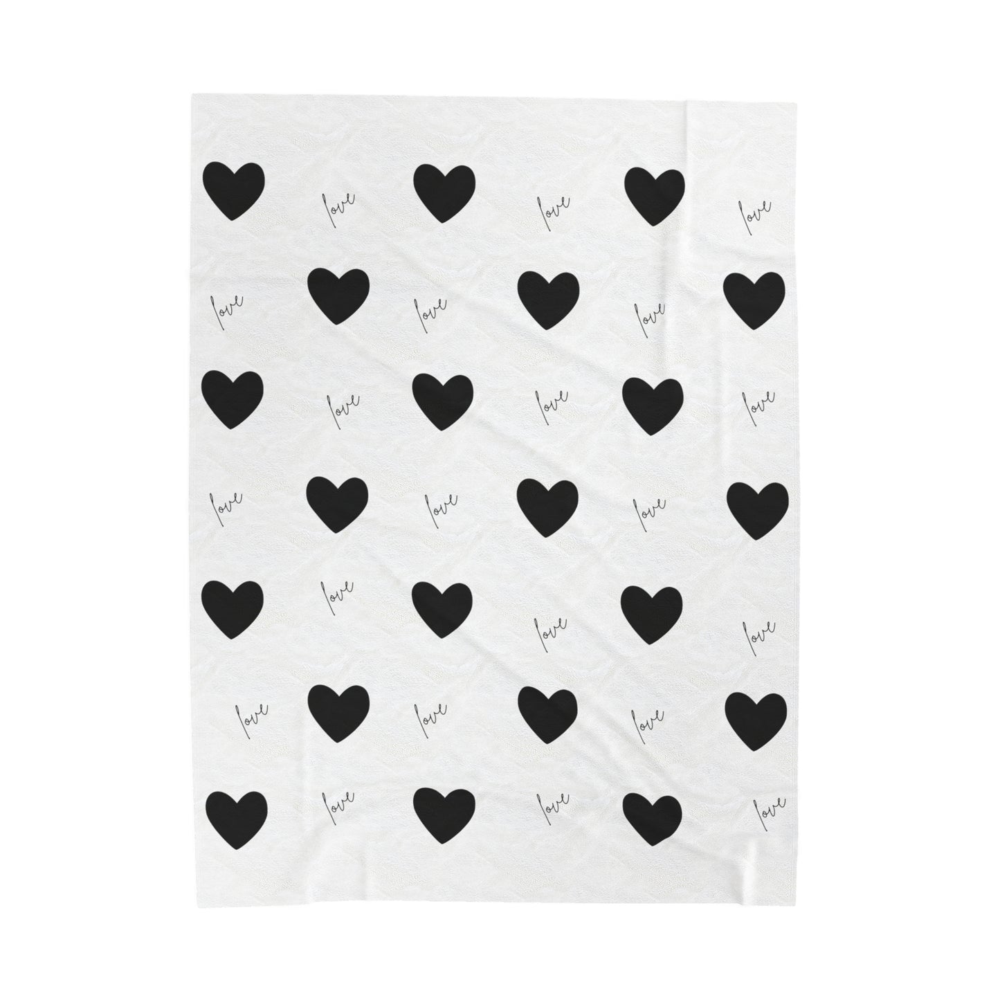 For The Love of Hearts Black - Velveteen Plush Blanket