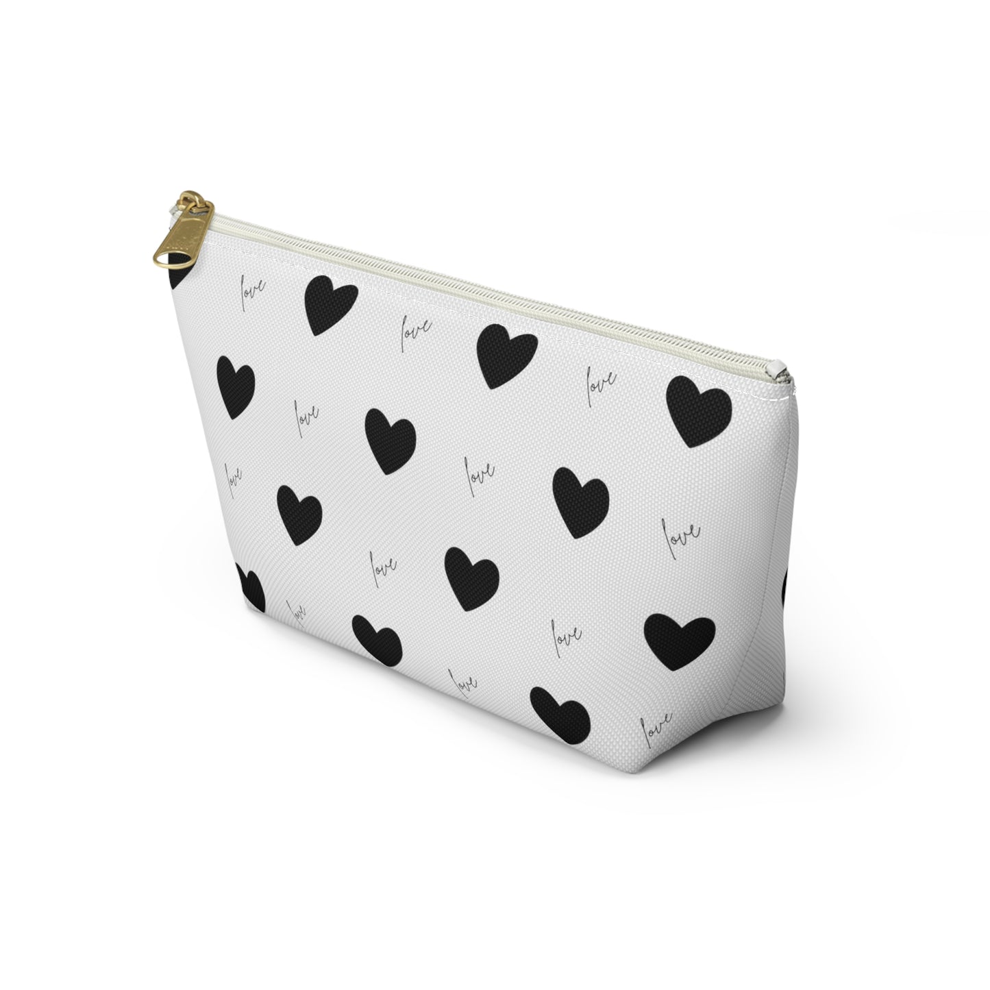 For The Love of Hearts Black Accessory Pouch w T-bottom