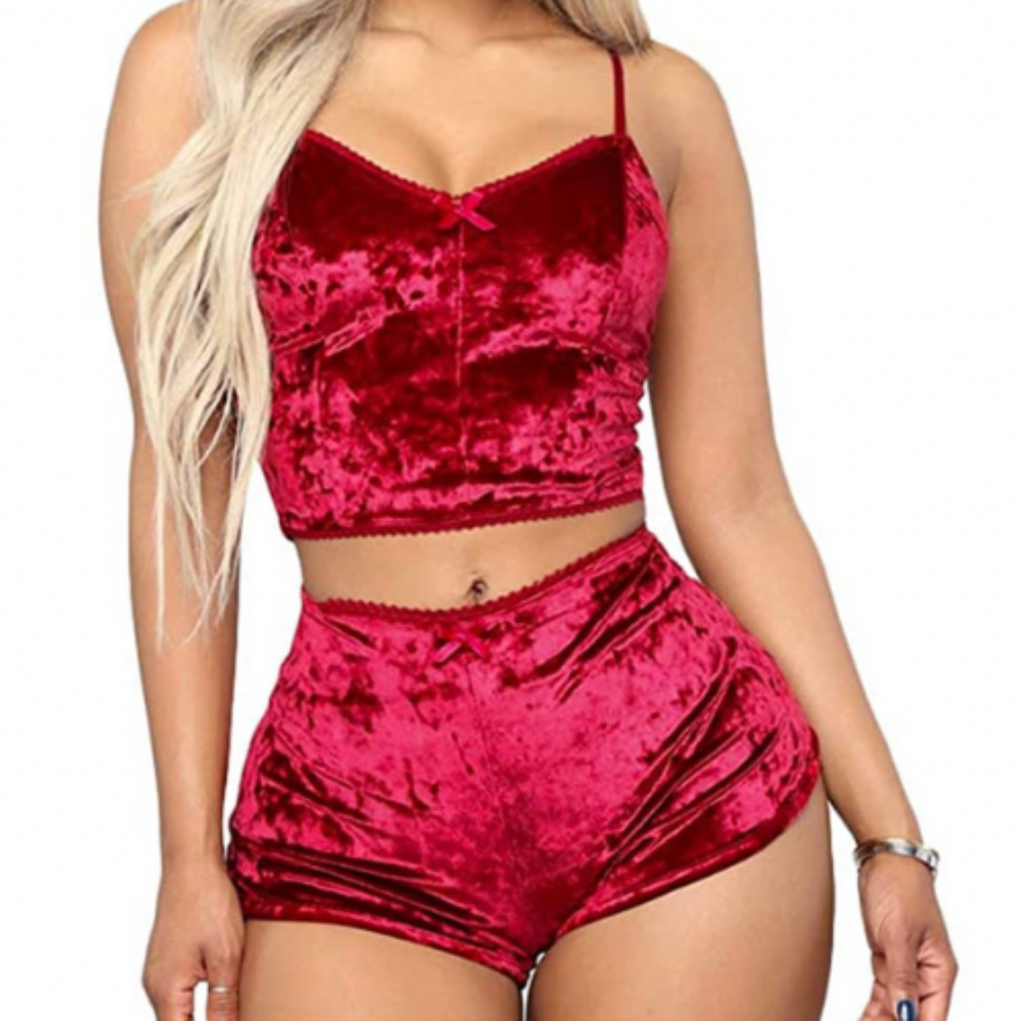 2 Piece Short Velvet Pajama Set