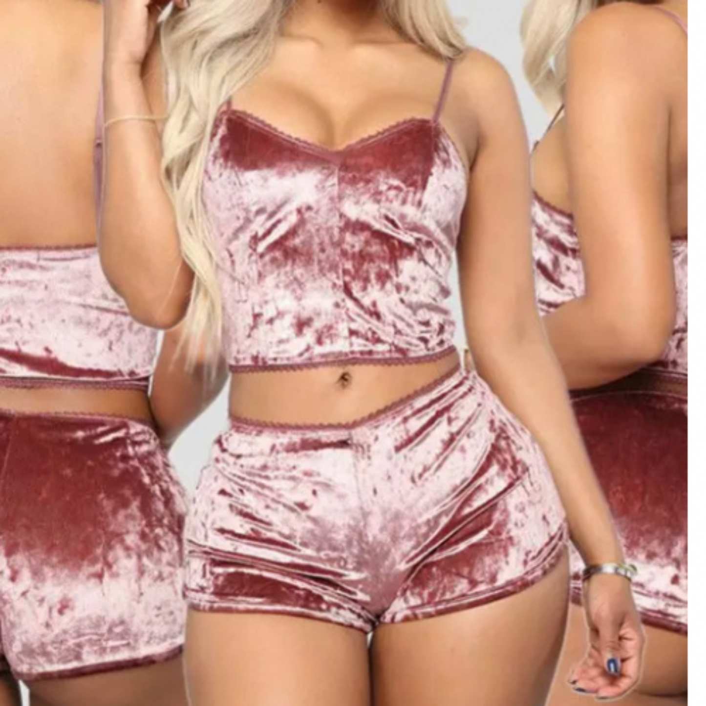 2 Piece Short Velvet Pajama Set