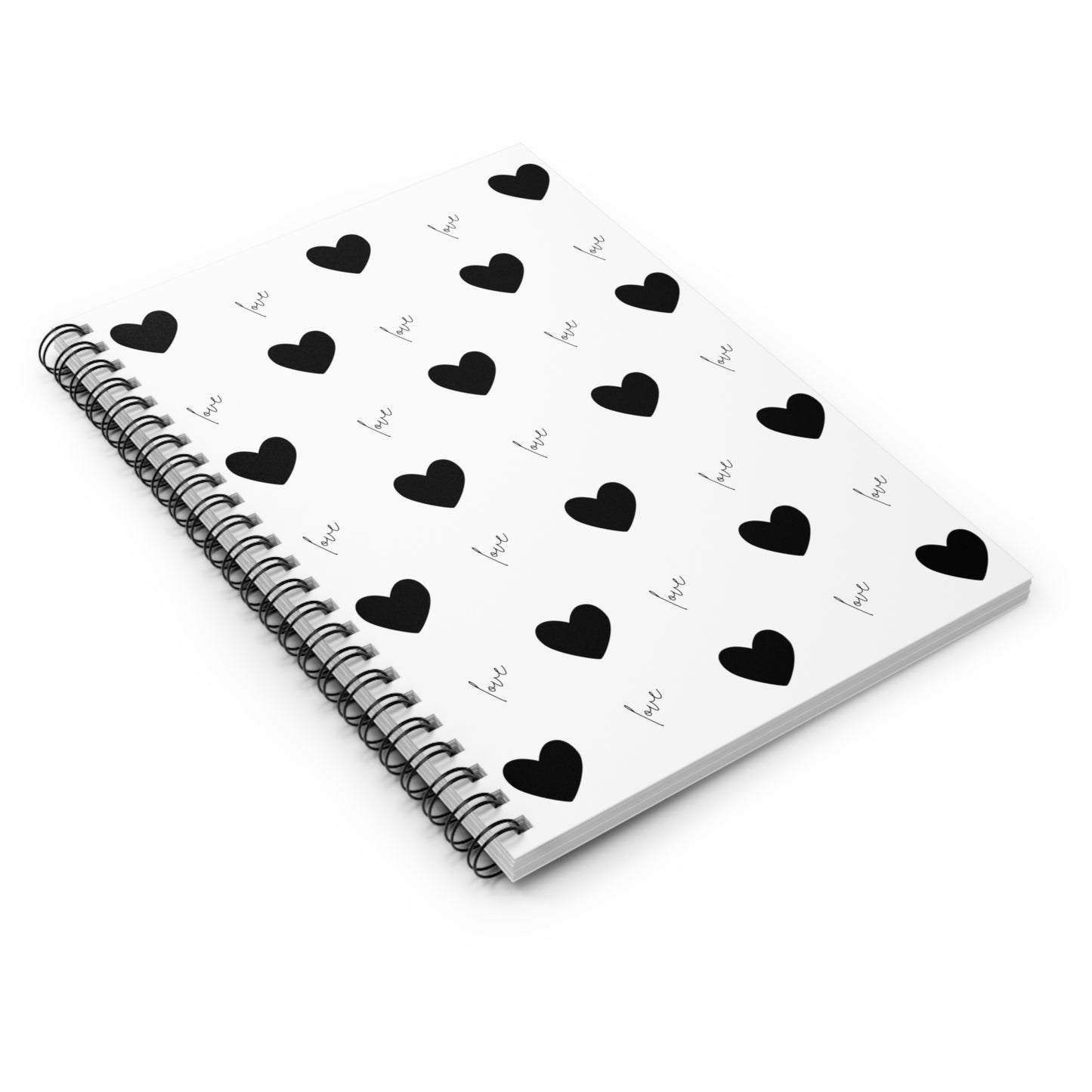 For The Love of Hearts Black Spiral Notebook - Ruled Line