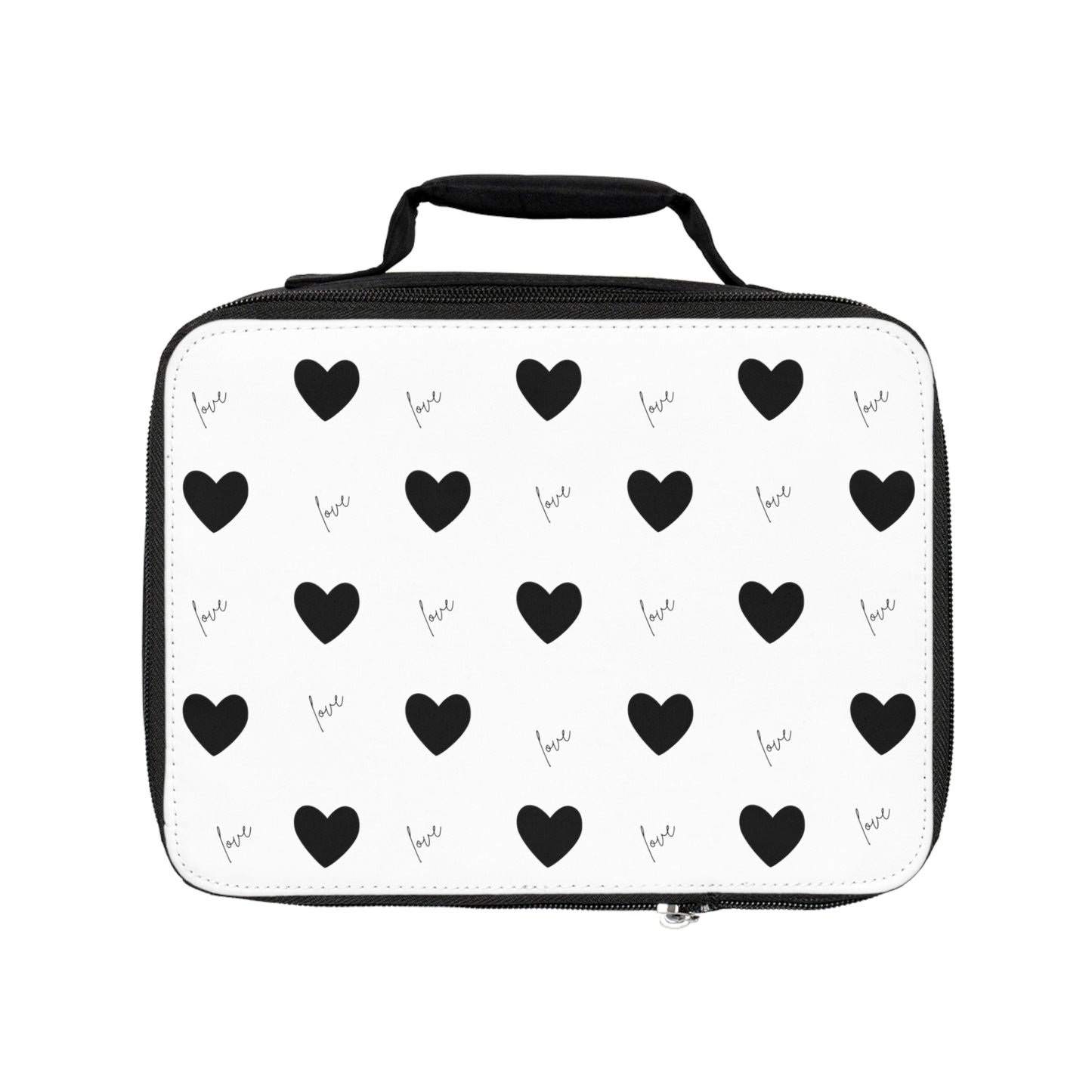 For The Love of Hearts Black - Lunch Bag