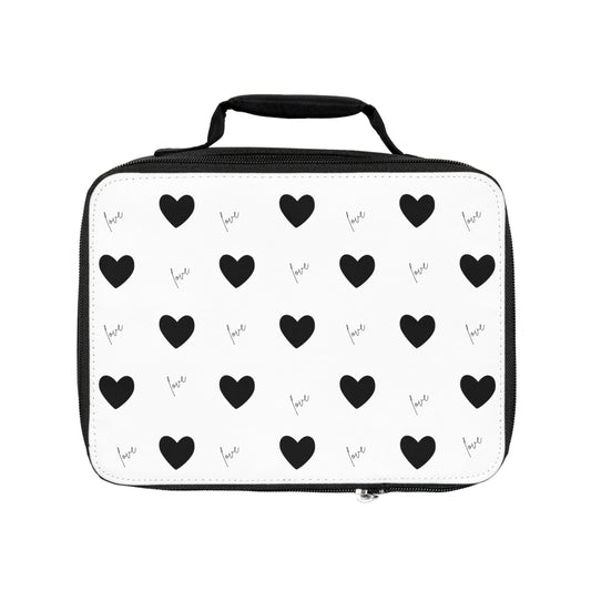 For The Love of Hearts Black - Lunch Bag