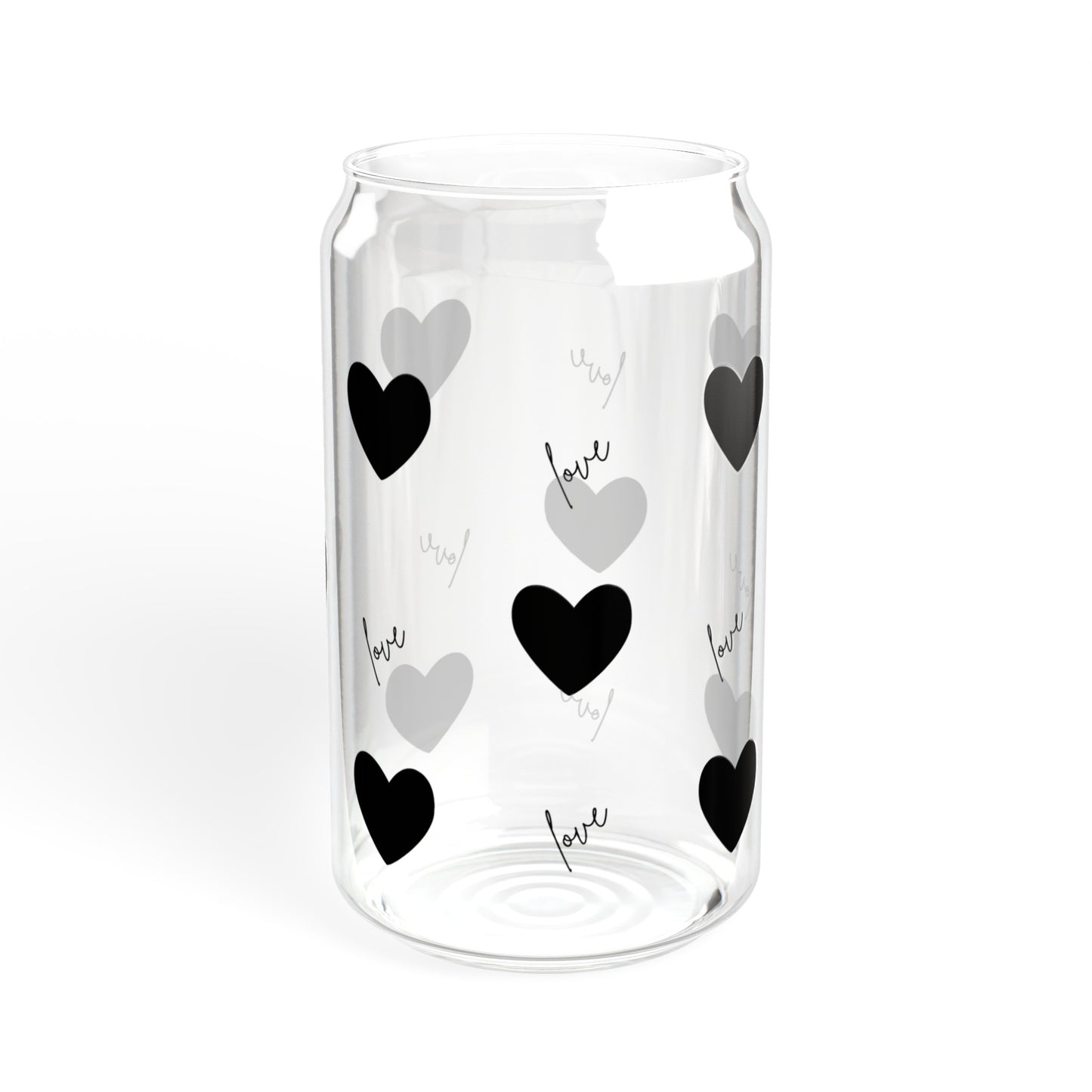 For the Love of Hearts Black Sipper Glass, 16oz