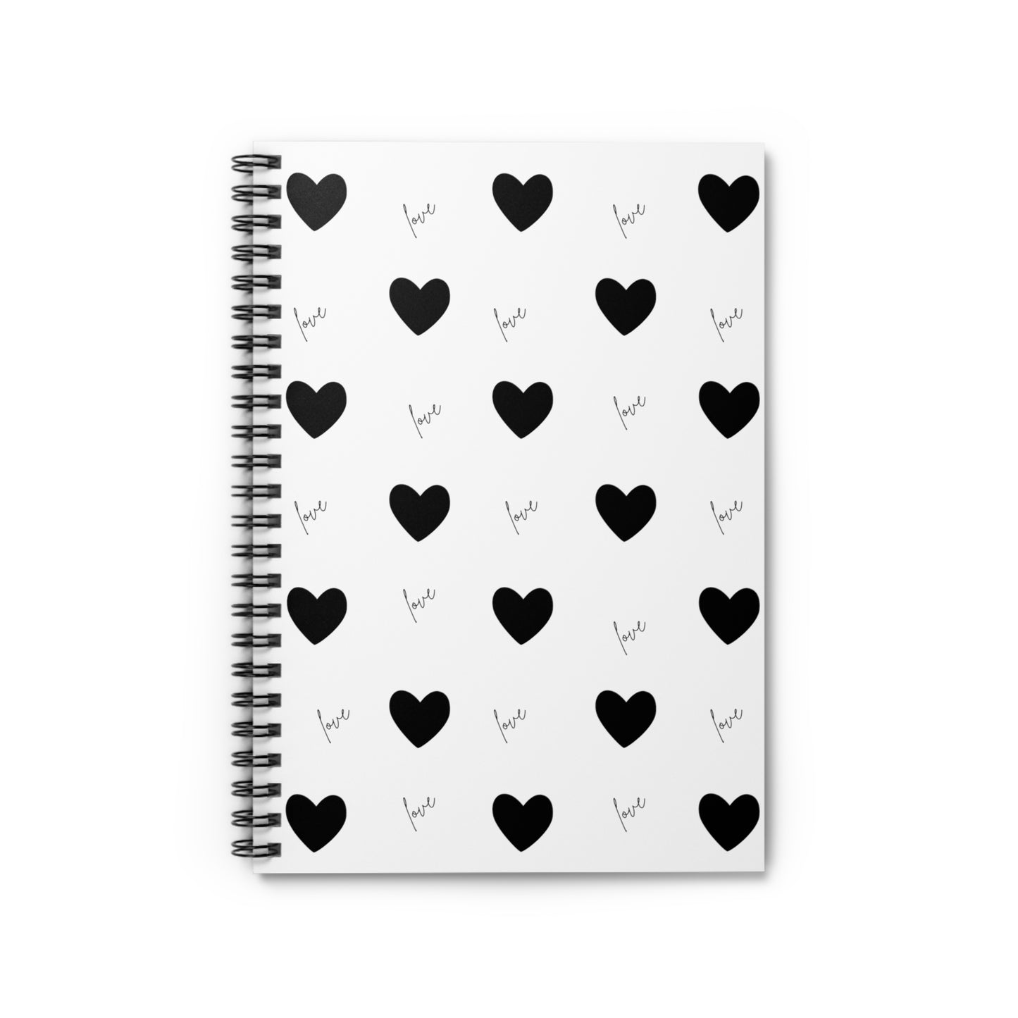 For The Love of Hearts Black Spiral Notebook - Ruled Line