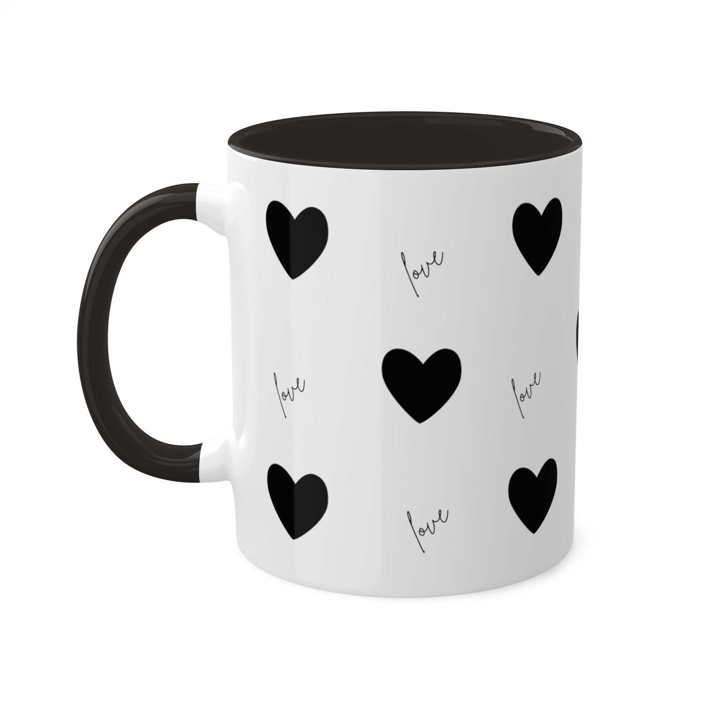 For The Love of Hearts Black - Colorful Mugs, 11oz