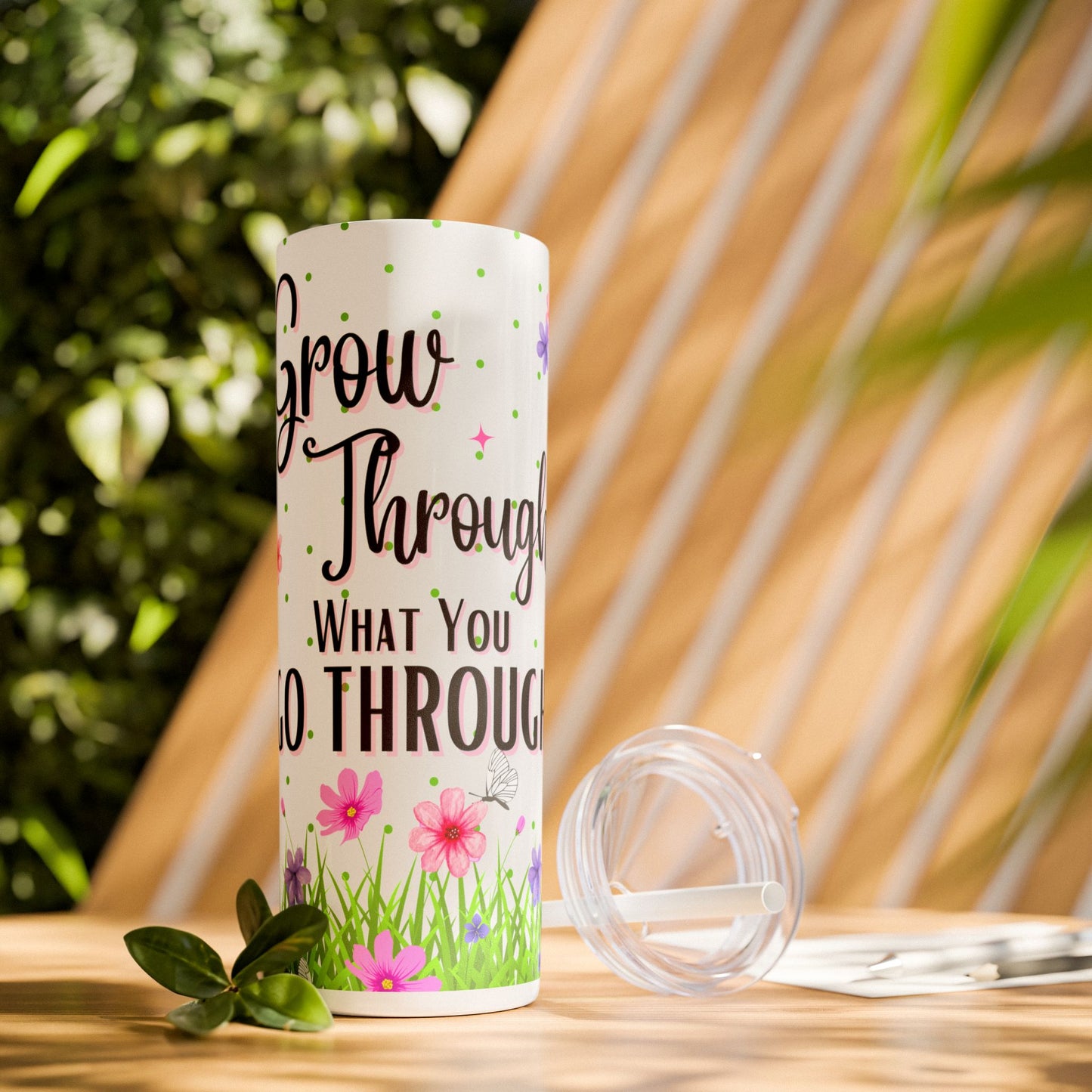 Grow Through - Skinny Tumbler with Straw, 20oz