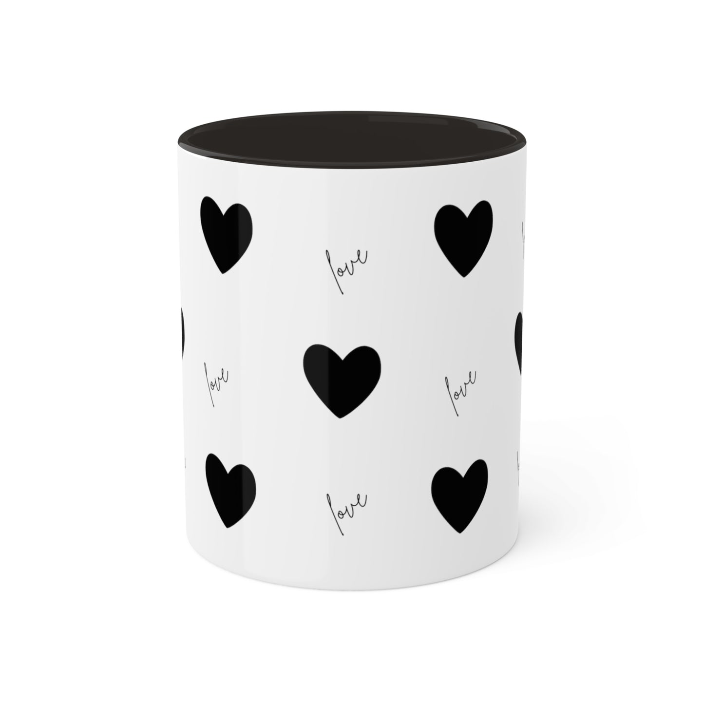 For The Love of Hearts Black - Colorful Mugs, 11oz