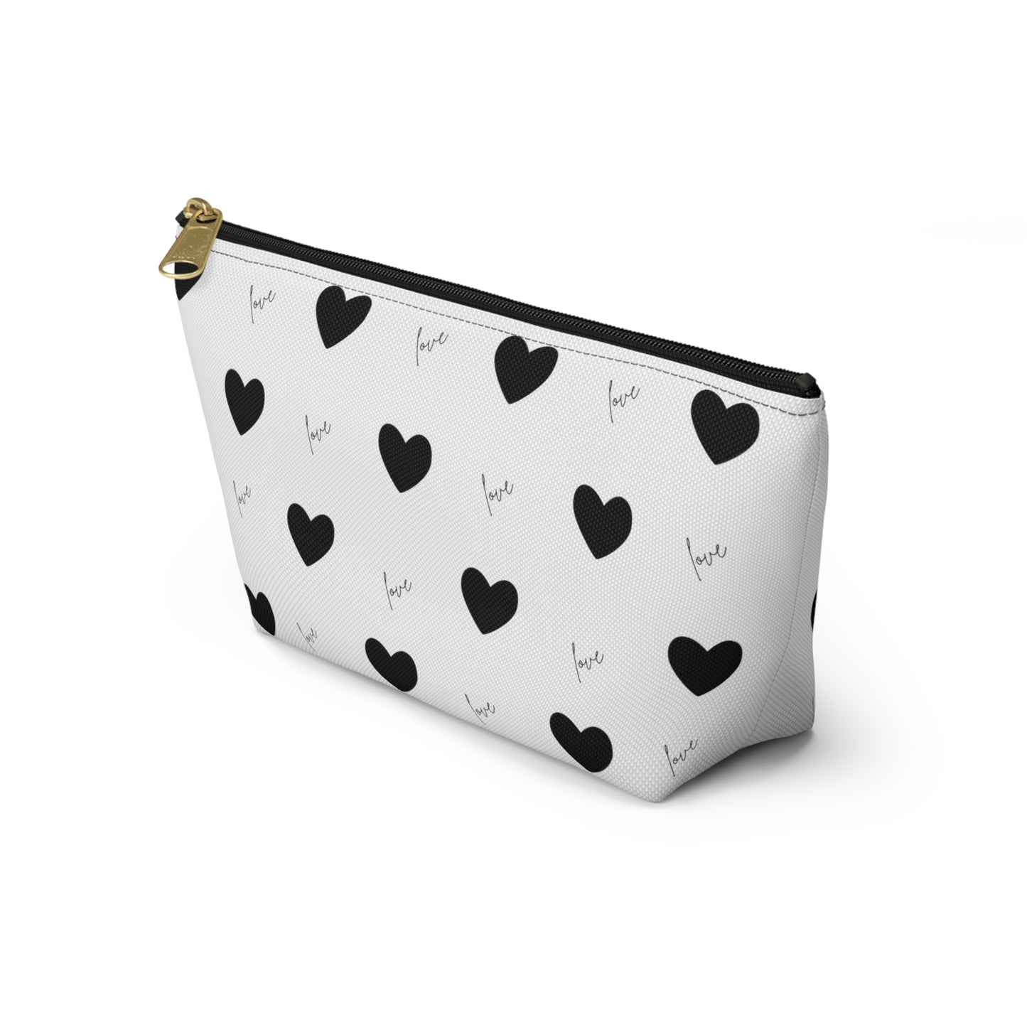 For The Love of Hearts Black Accessory Pouch w T-bottom