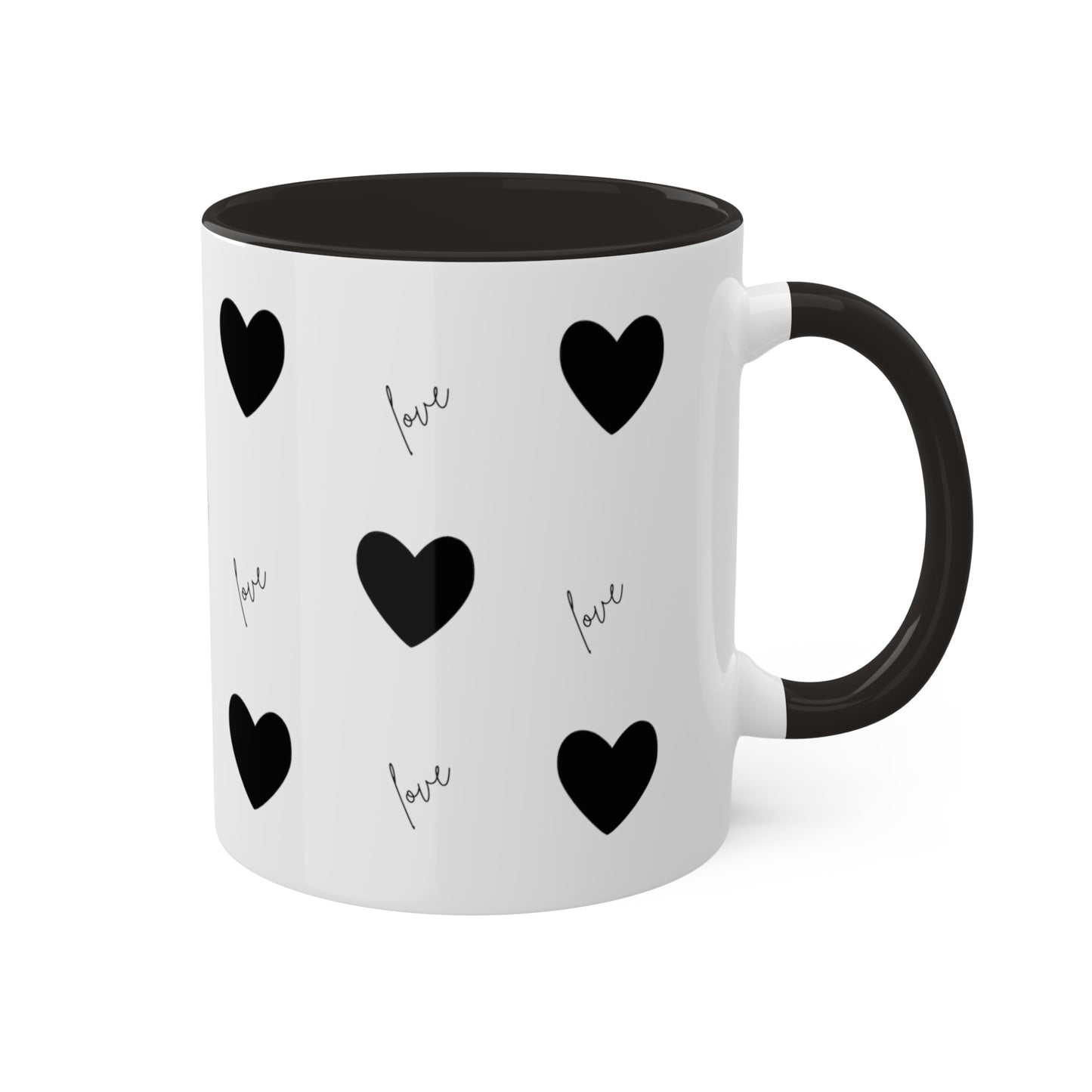 For The Love of Hearts Black - Colorful Mugs, 11oz