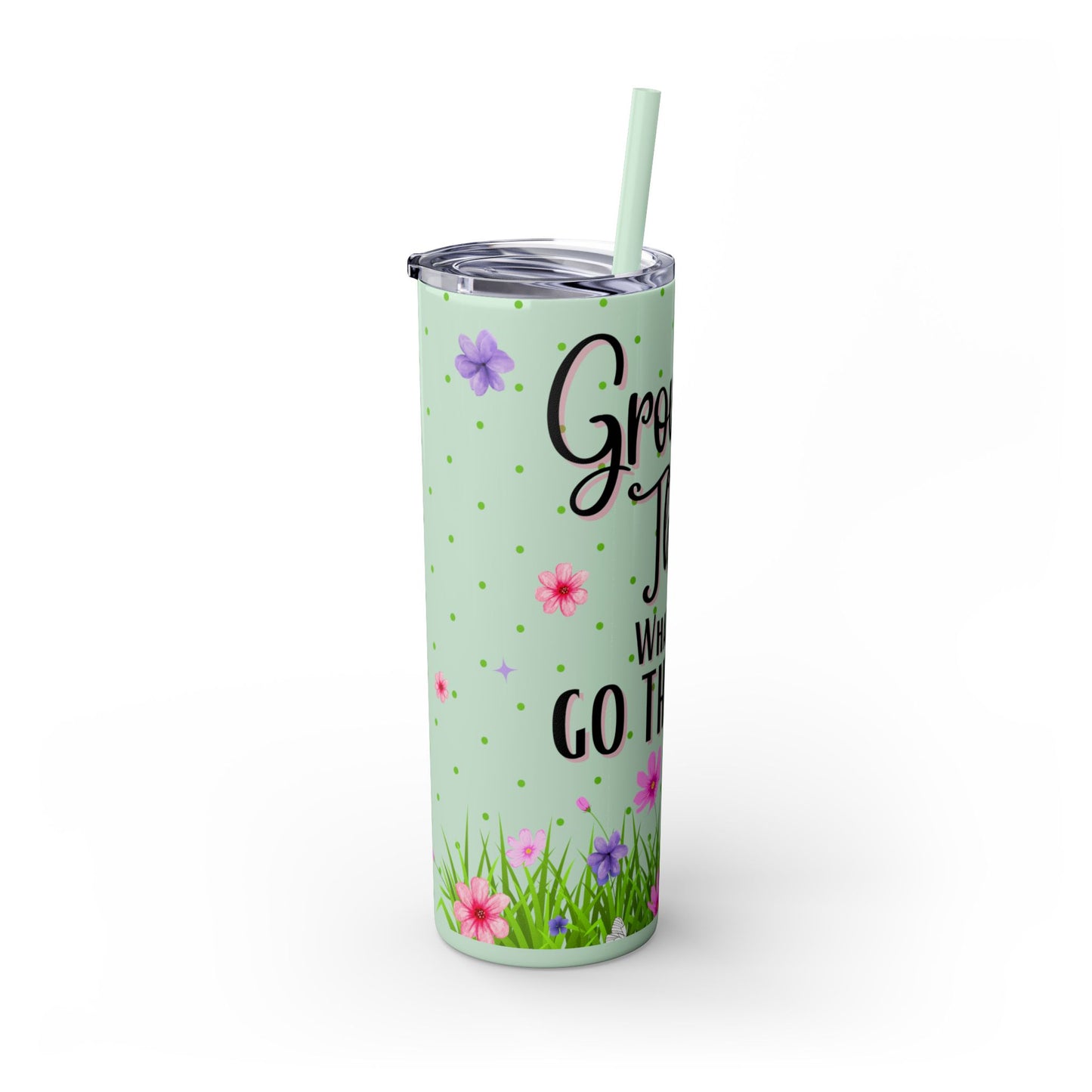 Grow Through - Skinny Tumbler with Straw, 20oz