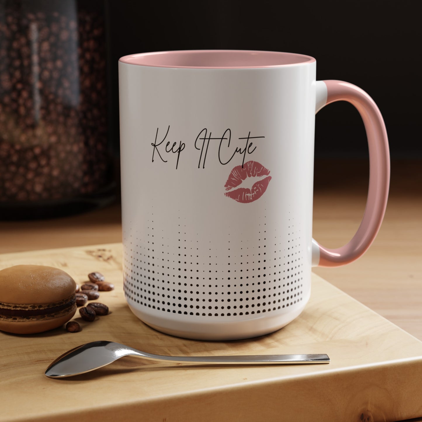 Keep It Cute Pink Accent Coffee Mug (11, 15oz)