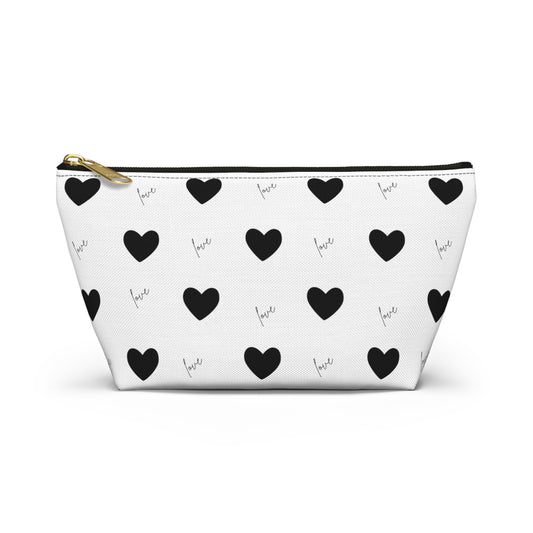 For The Love of Hearts Black Accessory Pouch w T-bottom