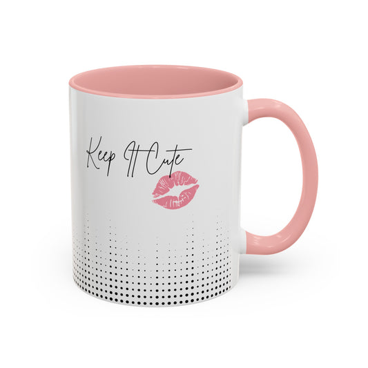 Keep It Cute Pink Accent Coffee Mug (11, 15oz)