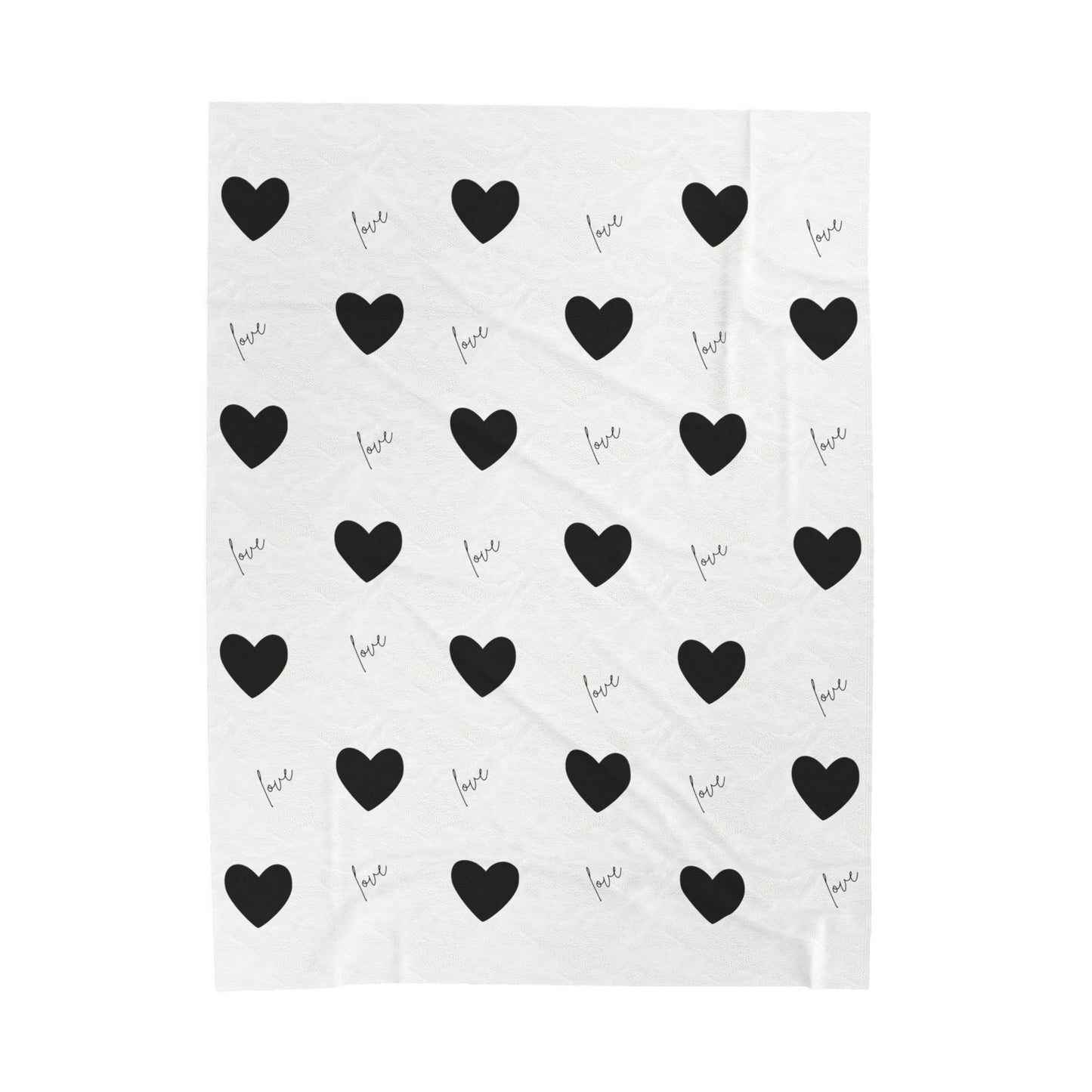 For The Love of Hearts Black - Velveteen Plush Blanket