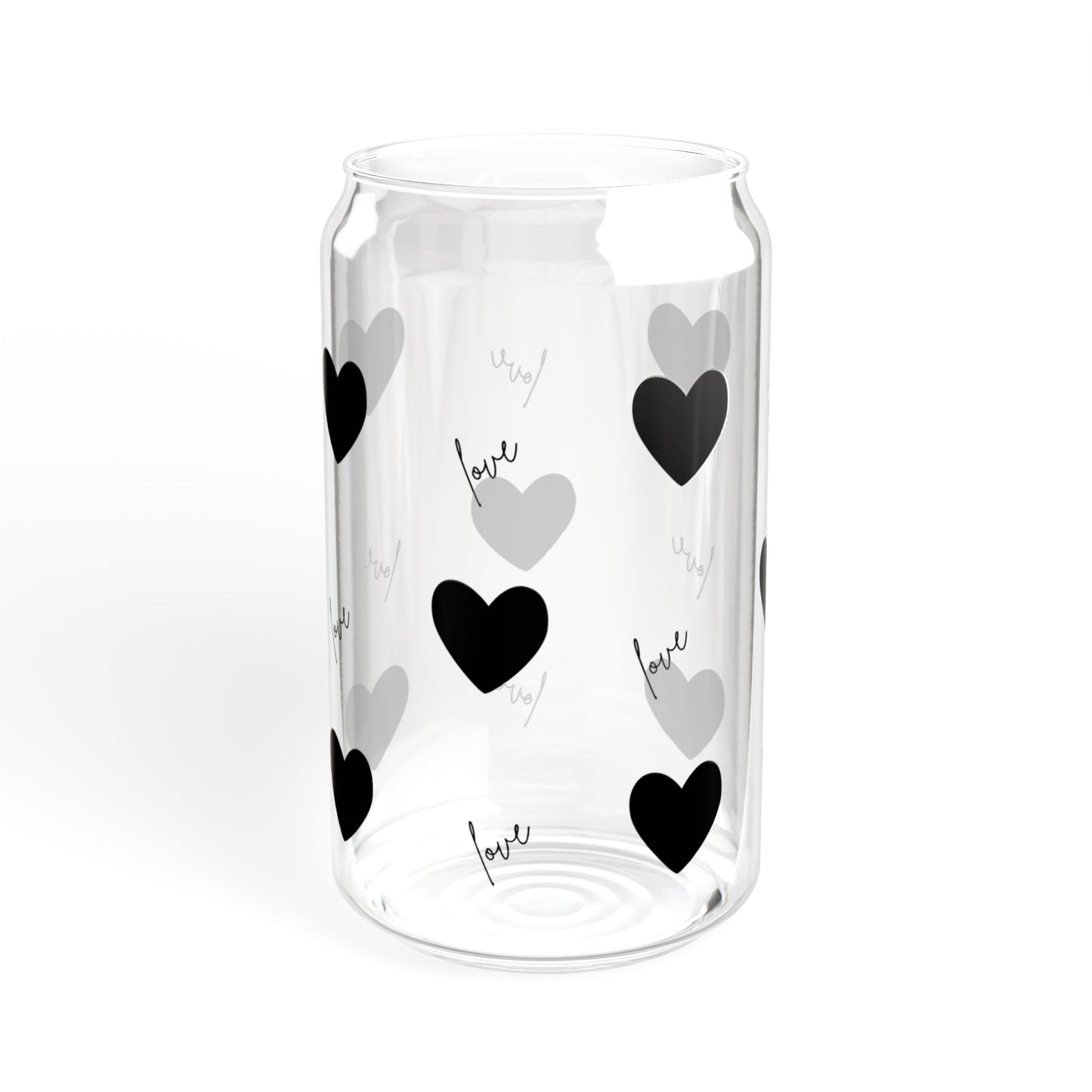 For the Love of Hearts Black Sipper Glass, 16oz