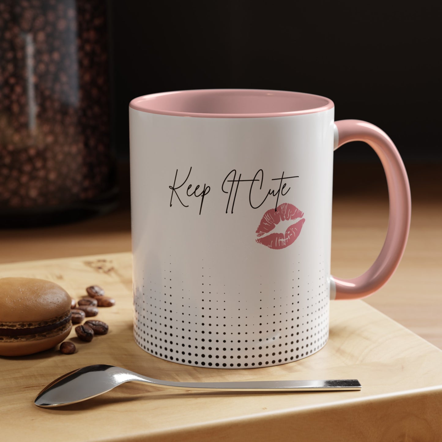 Keep It Cute Pink Accent Coffee Mug (11, 15oz)